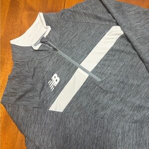 New Balance Gray Quarter-Zip Pullover with White Stripe -Size Medium